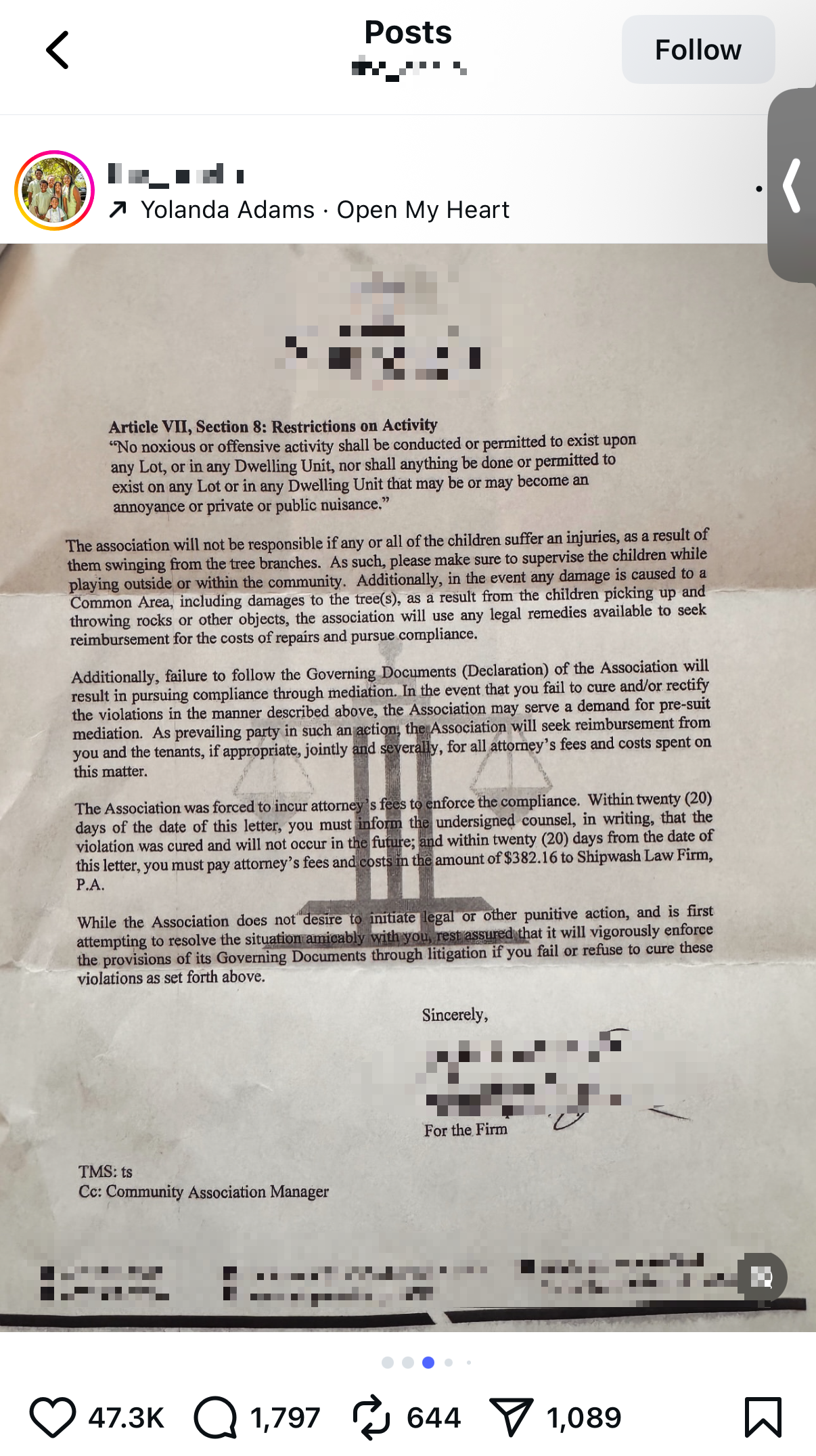HOA Letter Page 2